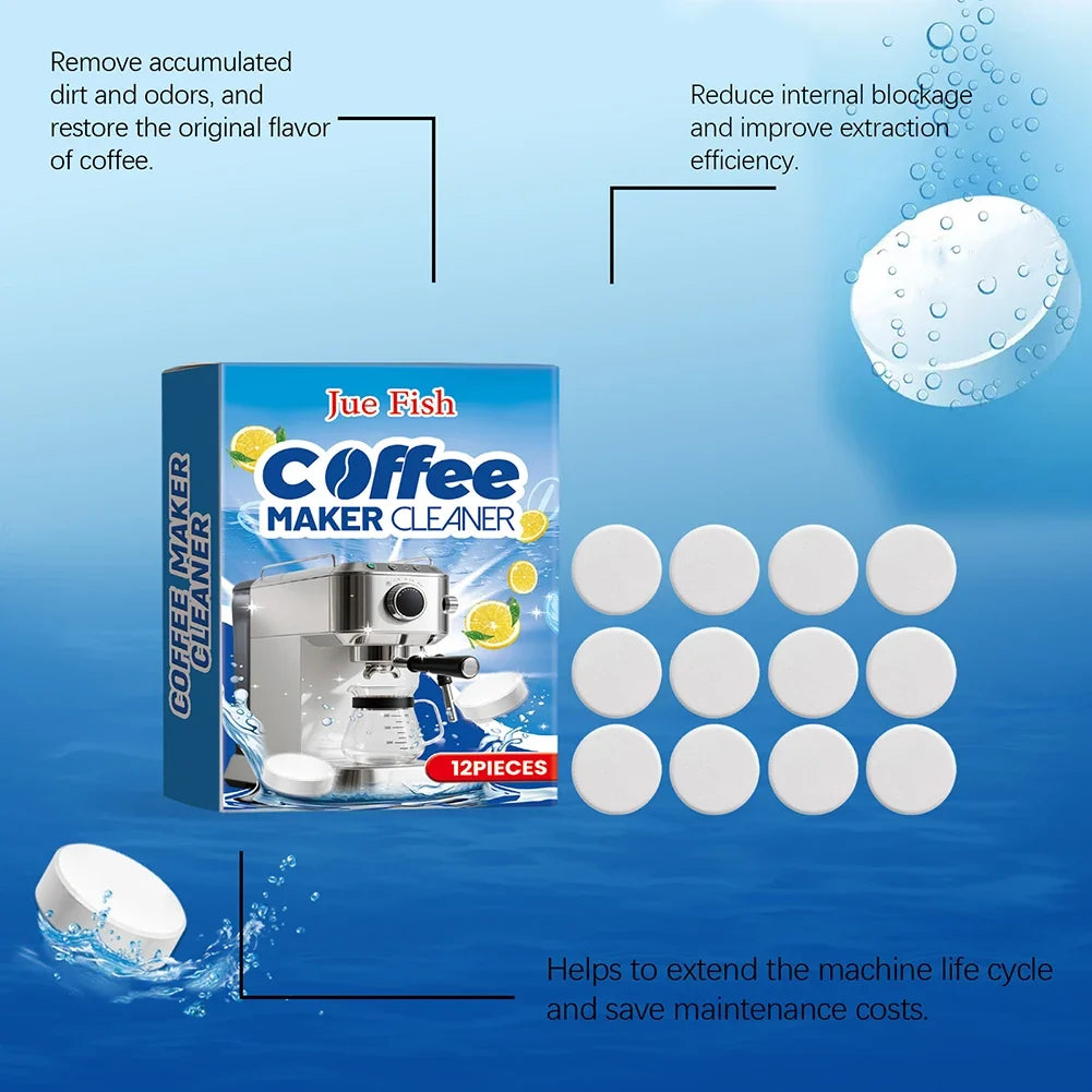 Coffee Machine Descaler Cleaning Tablets – Universal 12-Pack
