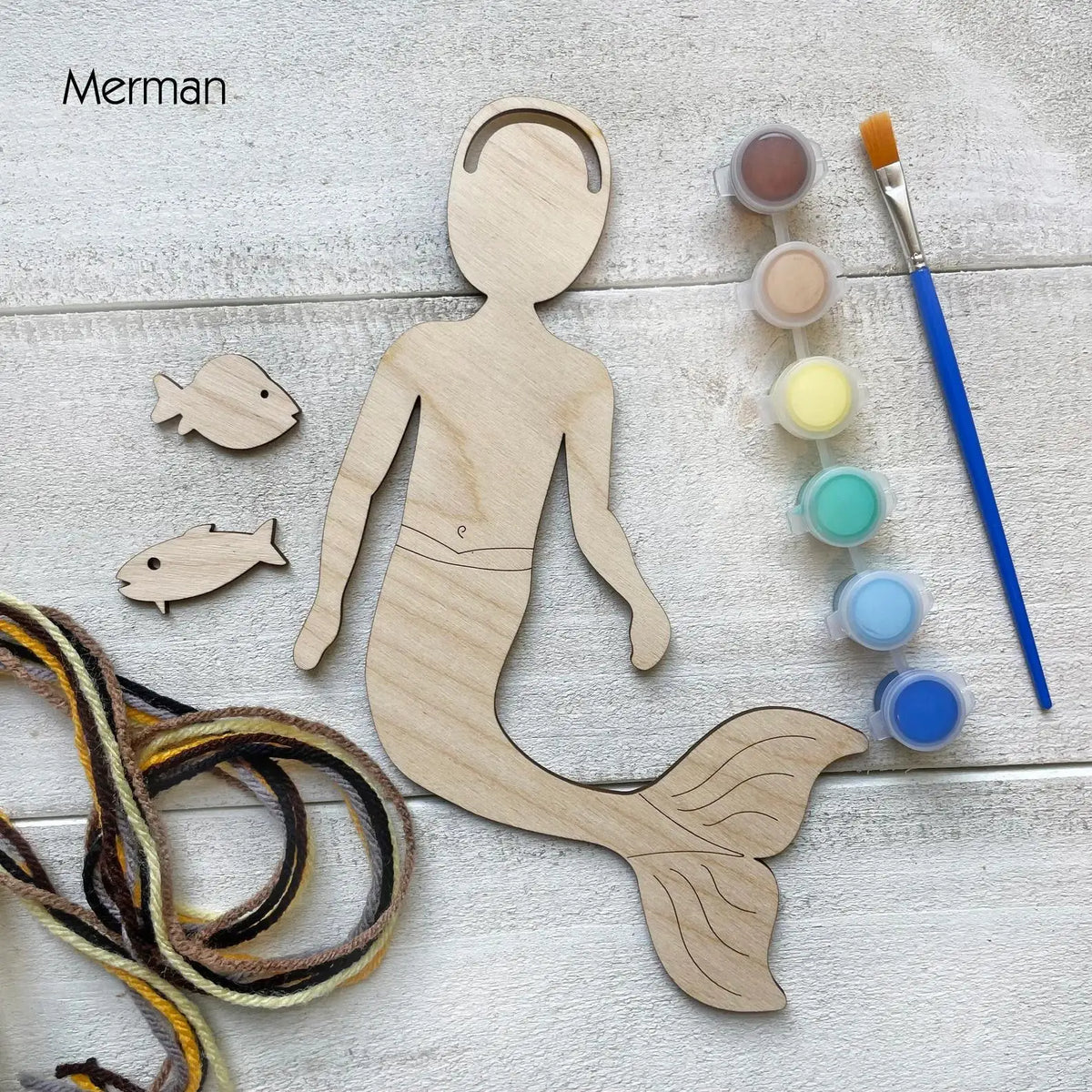 Mermaid Self-Portrait Craft Kit 3-Pack | Paint & Yarn Included