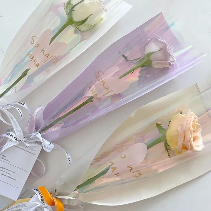 Clear Cellophane Rose Sleeves 10-Pack | Floral Bouquet Bags
