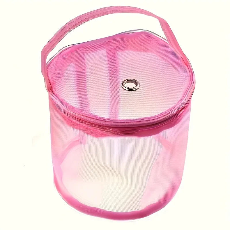 Colorful Nylon Mesh Yarn Storage Bag Zipper Durable Knitting Crochet