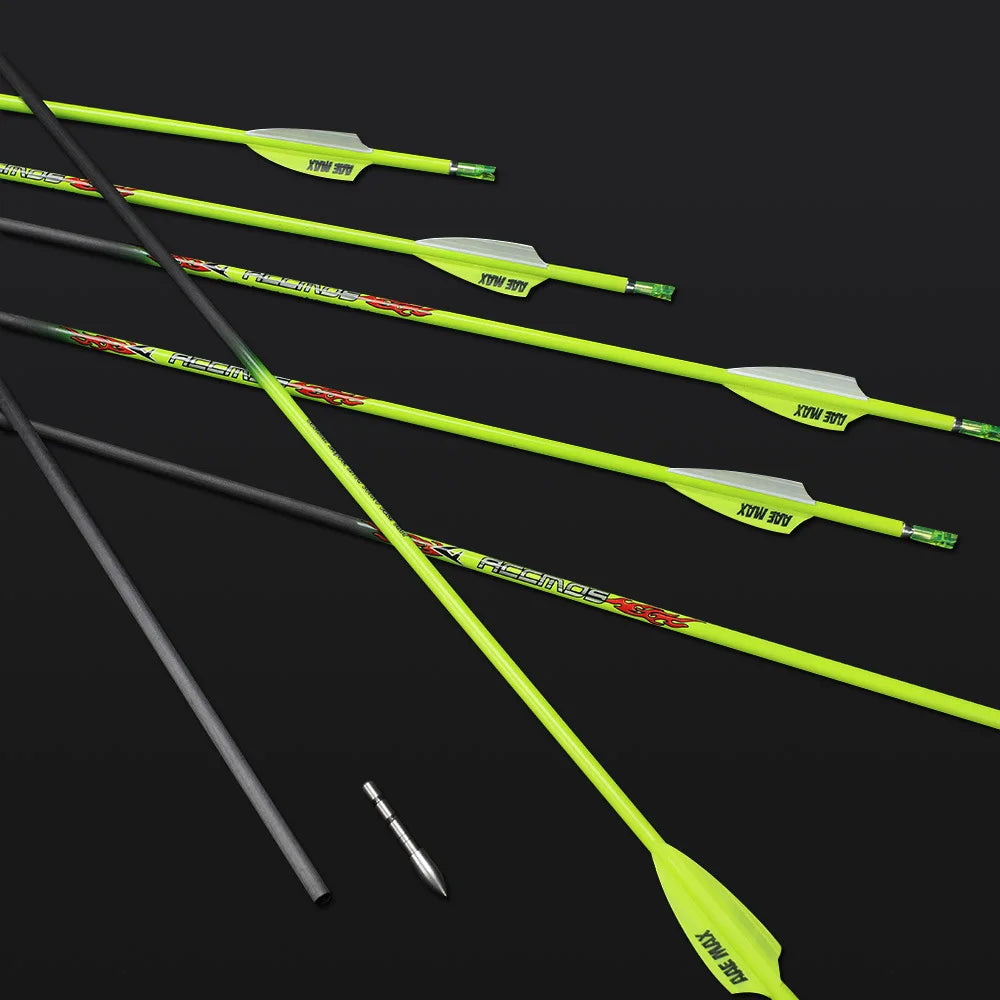 6 Pure Carbon Arrow Spine 400 500 600 700 800 900 1000 ID Pin Nock