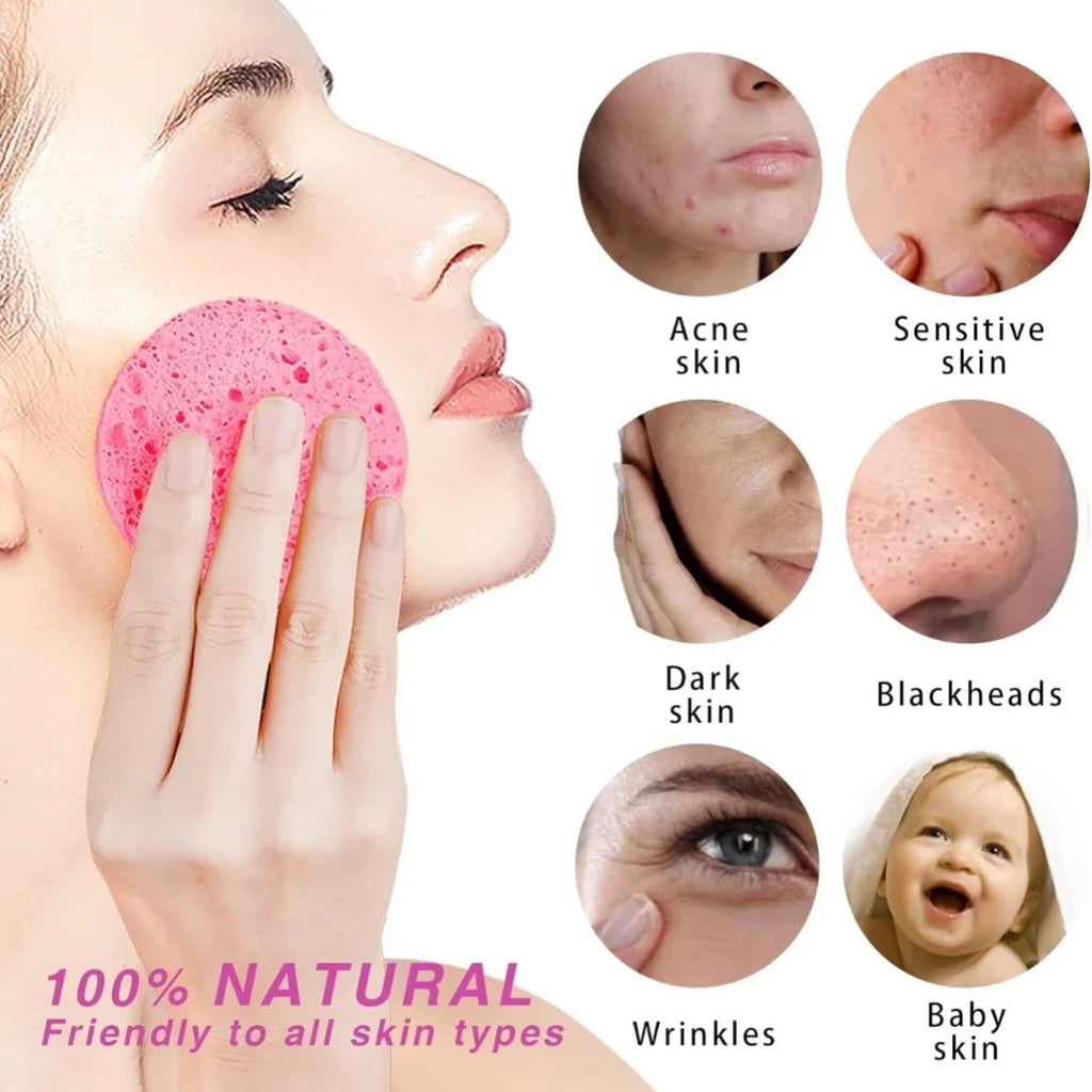 Compressed Wood Pulp Face Cleansing Sponge Puffs | 50–1000 PCS