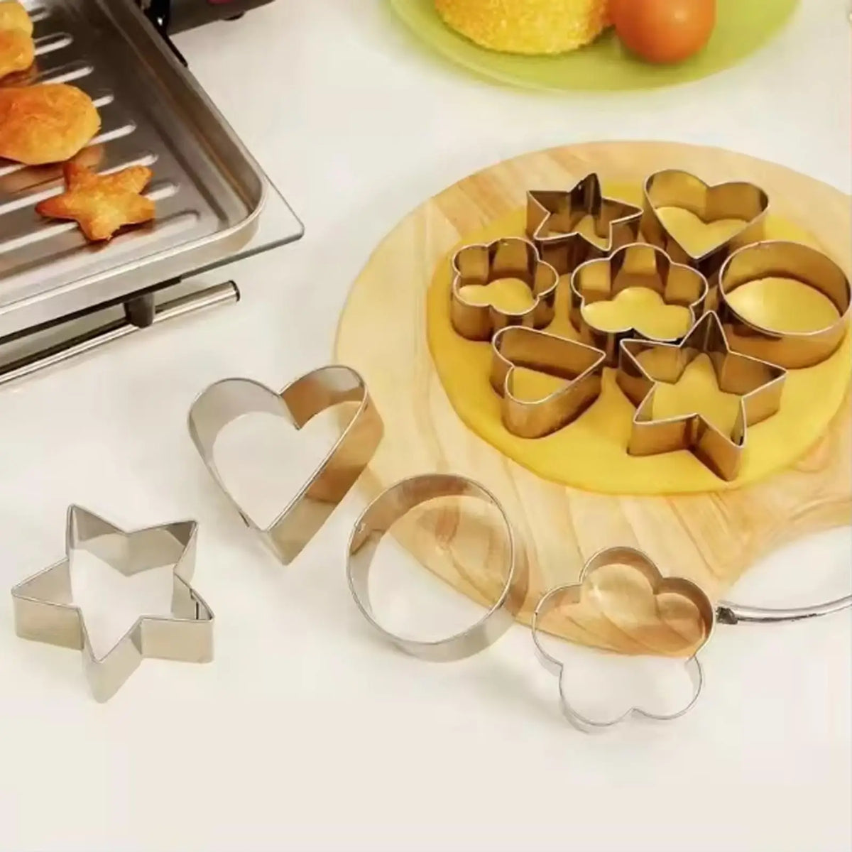12-Piece Stainless Steel Cookie Cutters – Heart, Star & Flower