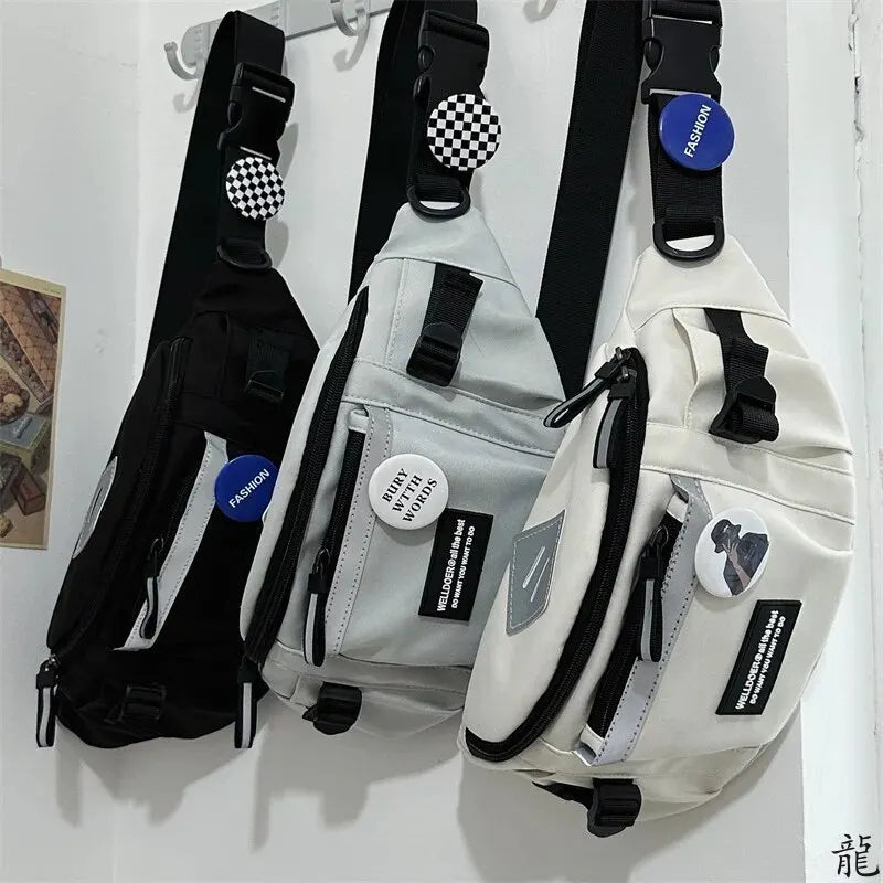 Harajuku Reflective Chest Bag – Unisex Crossbody & Waist Bag