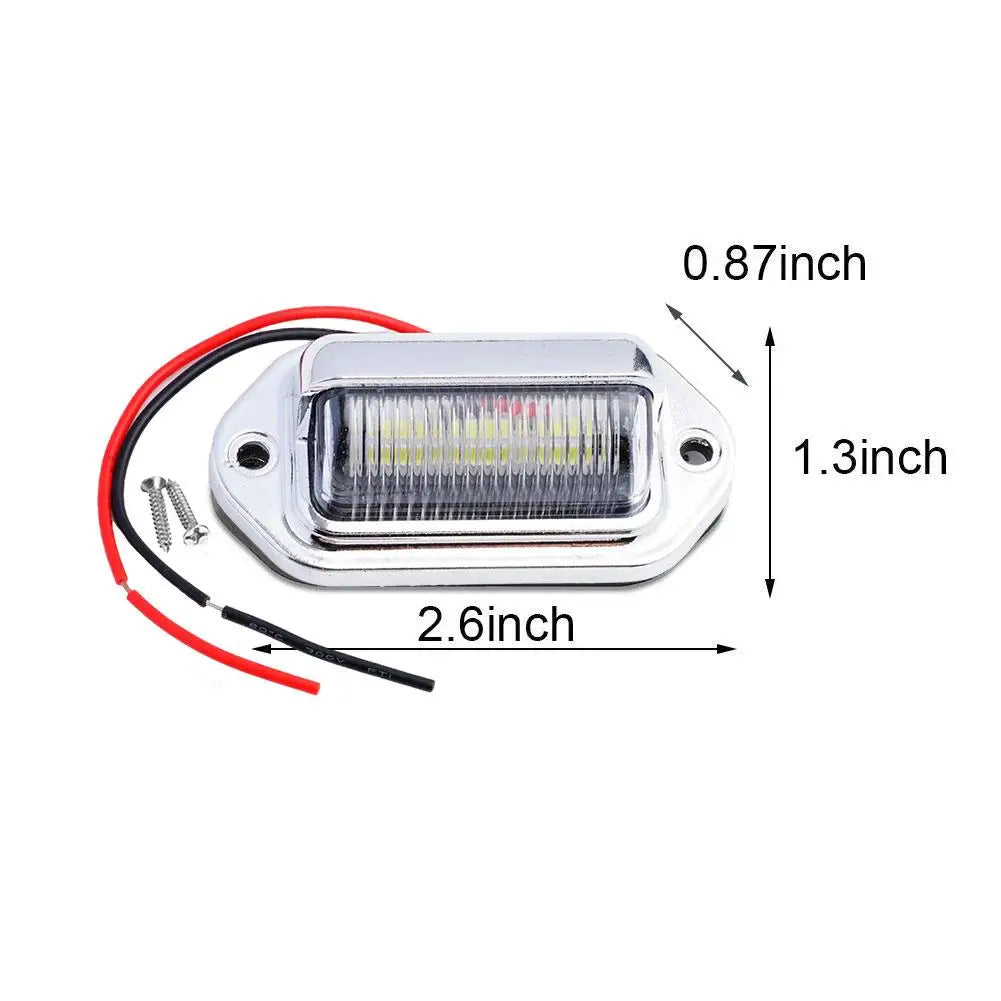 Universal Silver 6 Led License Plate Tag Lights Lamps Truck Suv