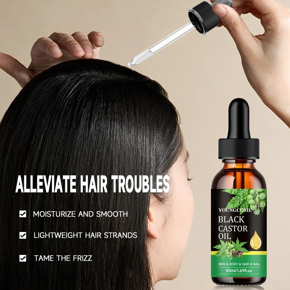 Black Castor Oil Healthy Improves Hair Line Toughness Nourishes Body