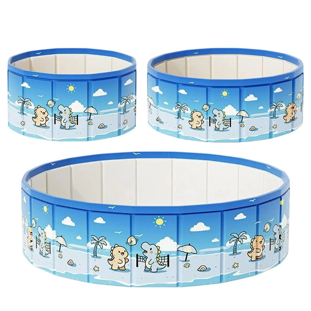 Foldable Pool with Drain Pipe – Non-Inflatable Kids & Dog Pool