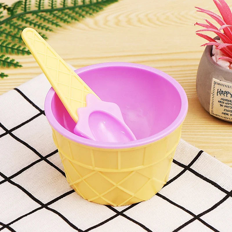 Kids Ice Cream Bowl Spoon Durable Children Gifts Lovely Dessert DIY