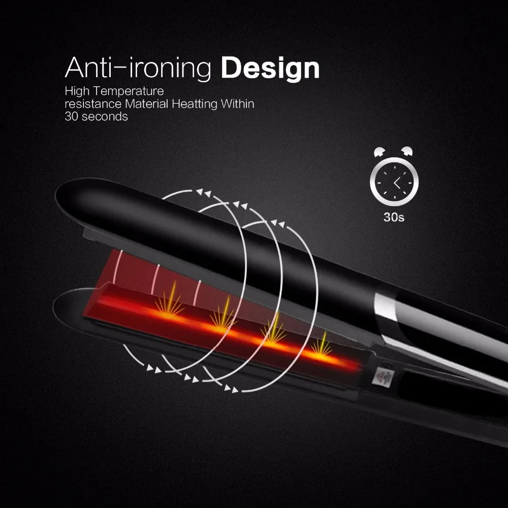 Ceramic Hair Straightener LCD Tourmaline Infrared Flat Iron