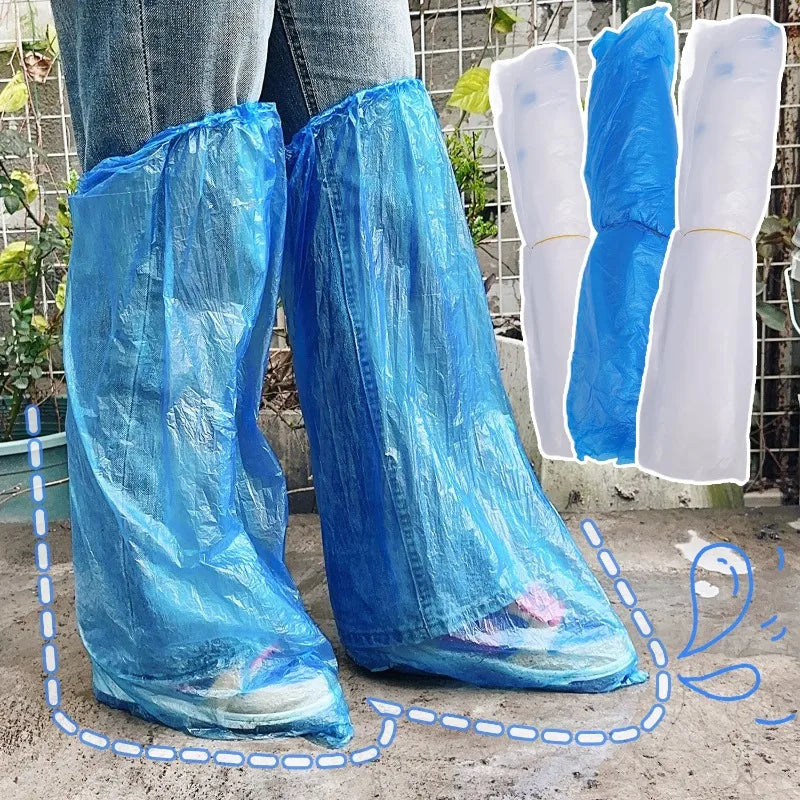 Disposable Waterproof Shoe Covers – Blue & Clear Plastic 10/20 Pc