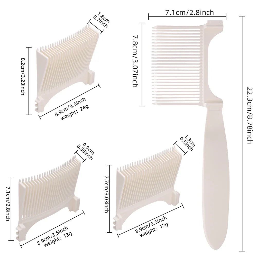 3-Size Long Handle Barber Flat Top Cutting Comb Set