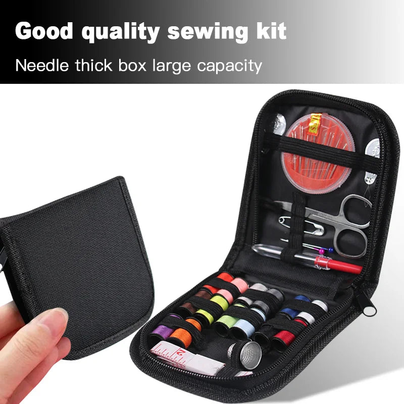 Portable Home Sewing Kit – 14 Thread Black Box Set
