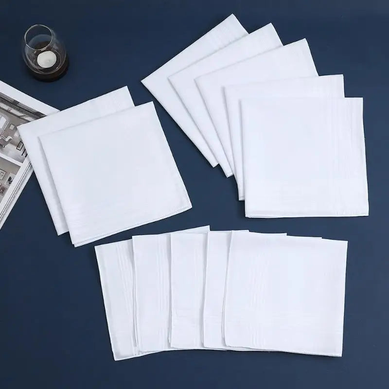 Pure Cotton White Handkerchiefs for Men & Women | 6 or 12 Pack