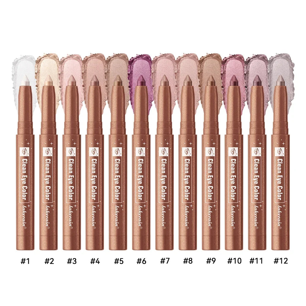 Lakerain 12-Color Eyeshadow Sticks – Waterproof Shimmer & Matte