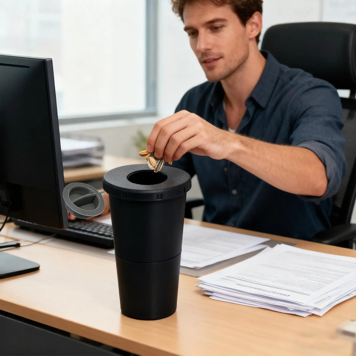 500ml Portable Nut Spit Cup with Lanyard | Car Snack Container