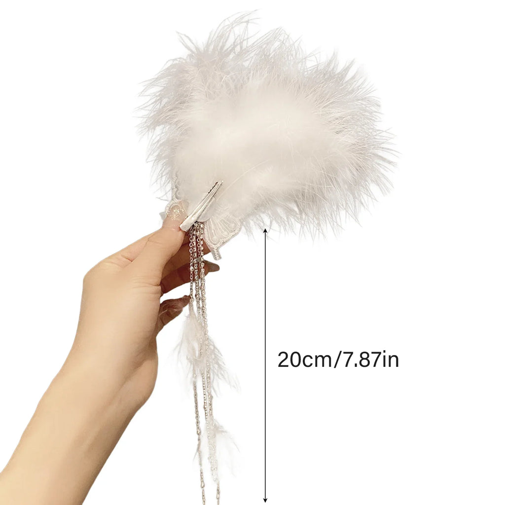 Feather Butterfly Hair Clip – Elegant Fringe Headwear for Women