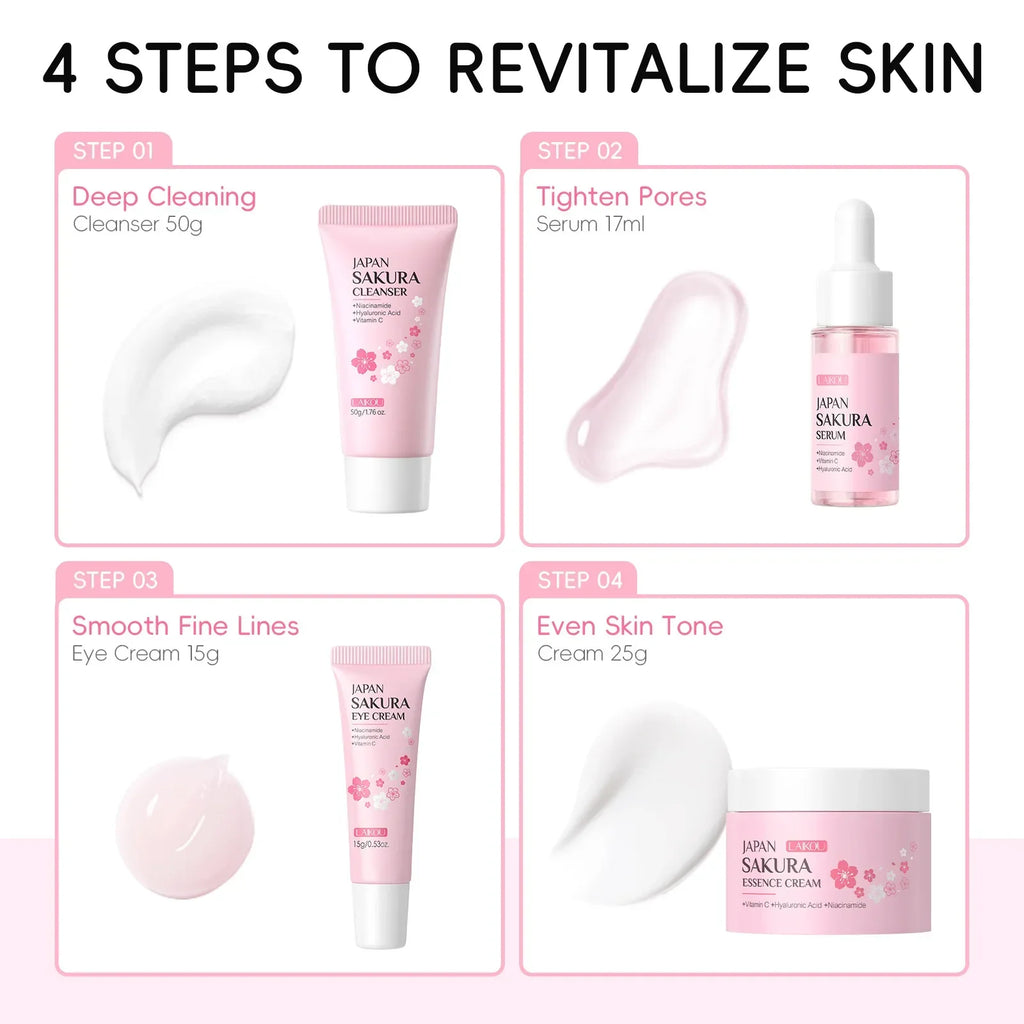 LAIKOU Sakura 4-Piece Hydrating Brightening Skincare Set