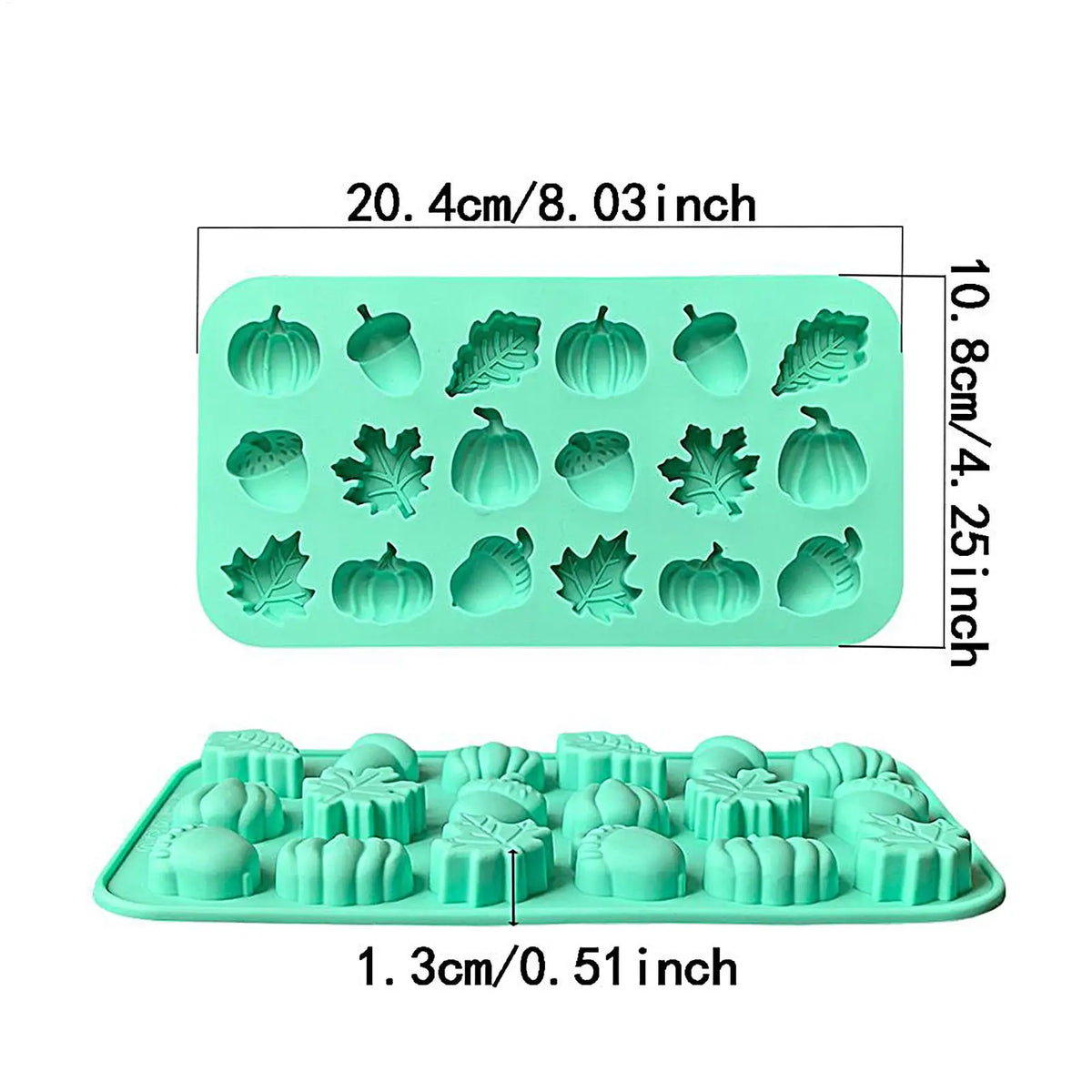 Silicone Fall Mold – 18 Cavity Maple Leaf Pumpkin Candy Mold