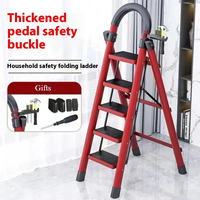 Adjustable Zigzag Folding Ladder | 3–6 Step Carbon Steel