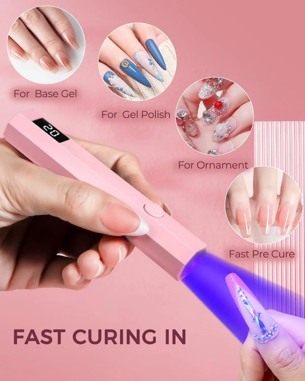 Portable UV LED Nail Lamp 3W – Gel Polish Curing, 2 Timers