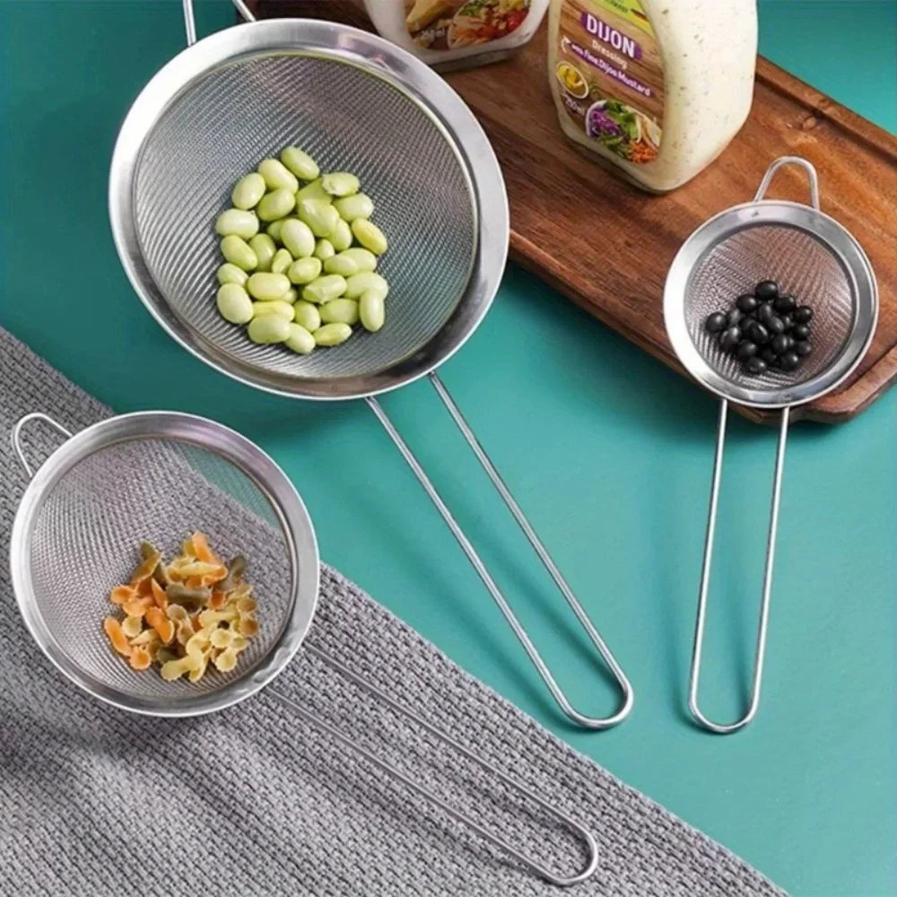 3-Piece Stainless Steel Mesh Strainer Set | Small Medium Large