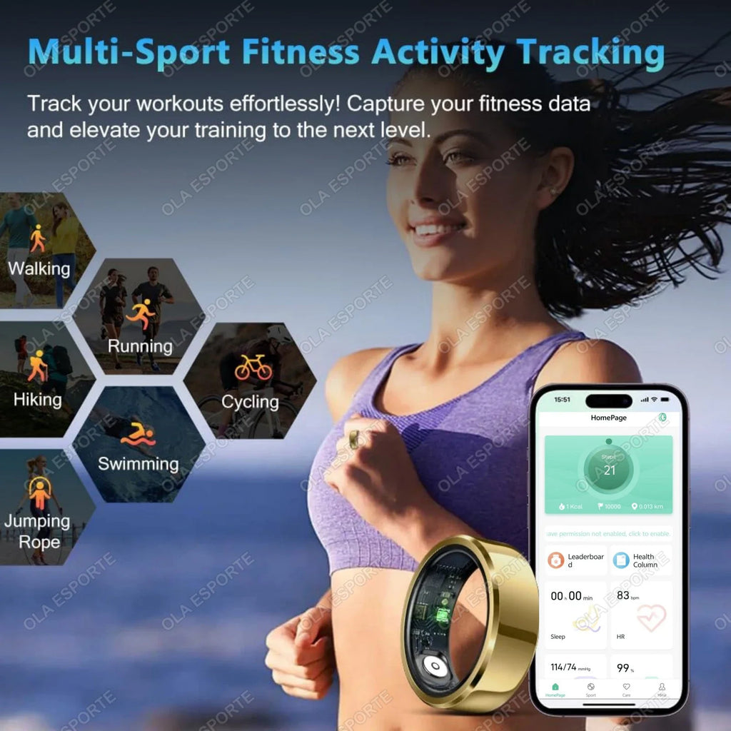 2025 Smart Ring Men Women Heart Rate Blood Pressure Monitor Smartring