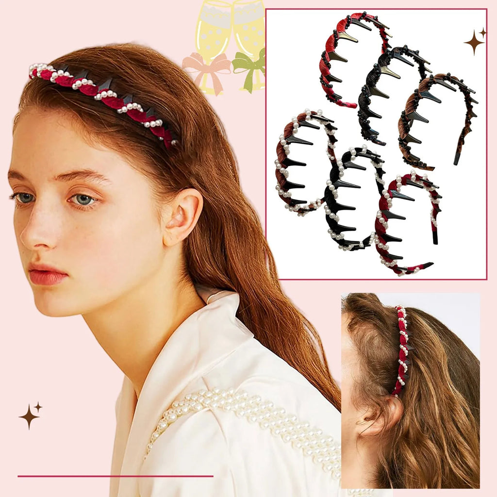 3-Pack Pearl Headbands for Women – Non-Slip Elegant Hair Hoops