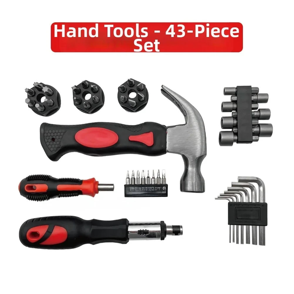 43-Piece Home Tool Kit – Hammer, Ratchet, Wrenches & Sockets