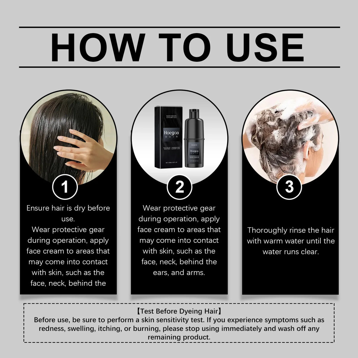 HOEGOA Instant Hair Color Shampoo – Grey Coverage for Men & Women