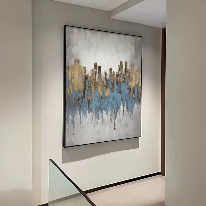 Handmade Abstract Gold Foil Oil Painting on Canvas | Wall Art