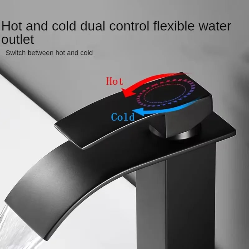 Matte Black Waterfall Vessel Sink Faucet | Single Handle