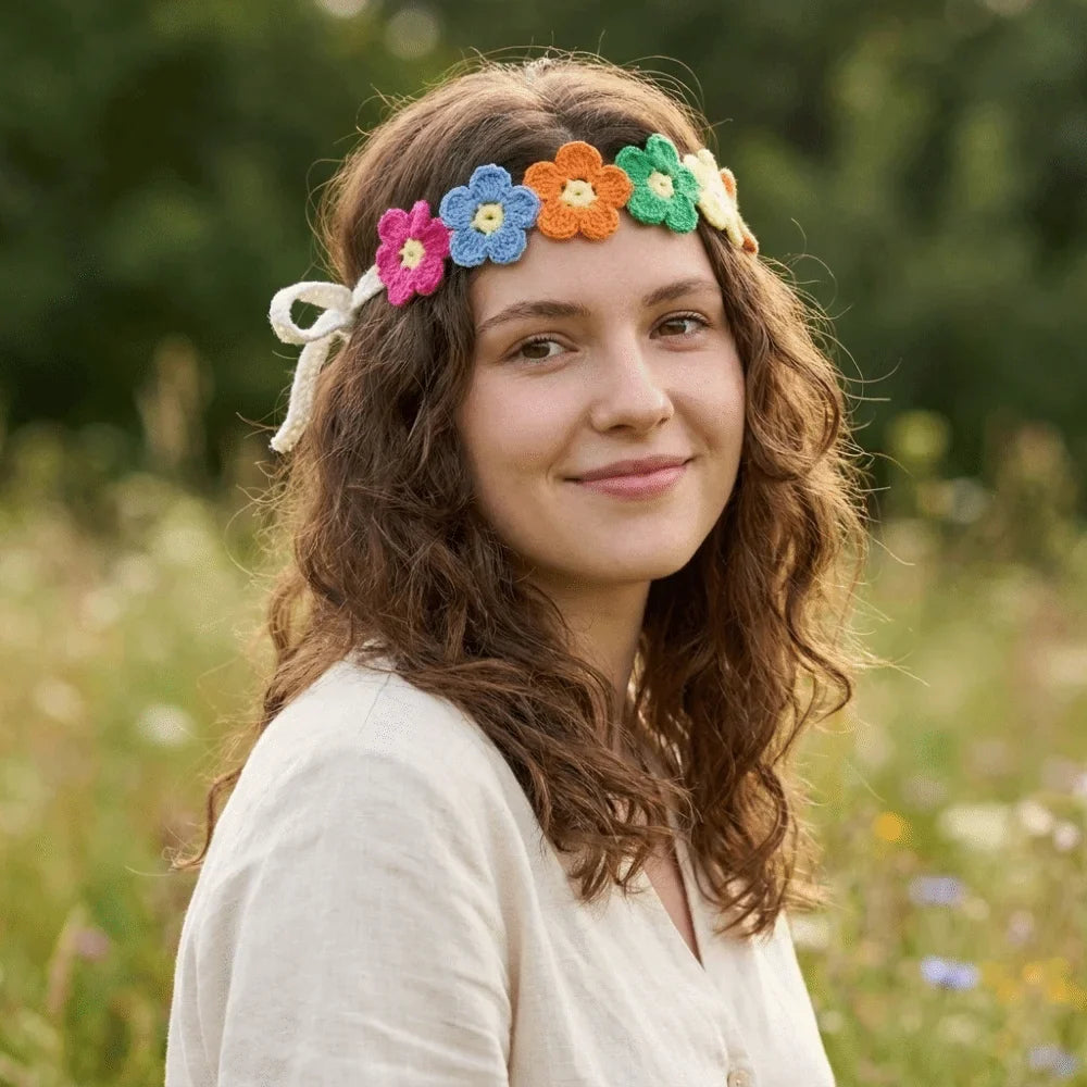 Crochet Knit Headband for Women – Floral Hair Wrap