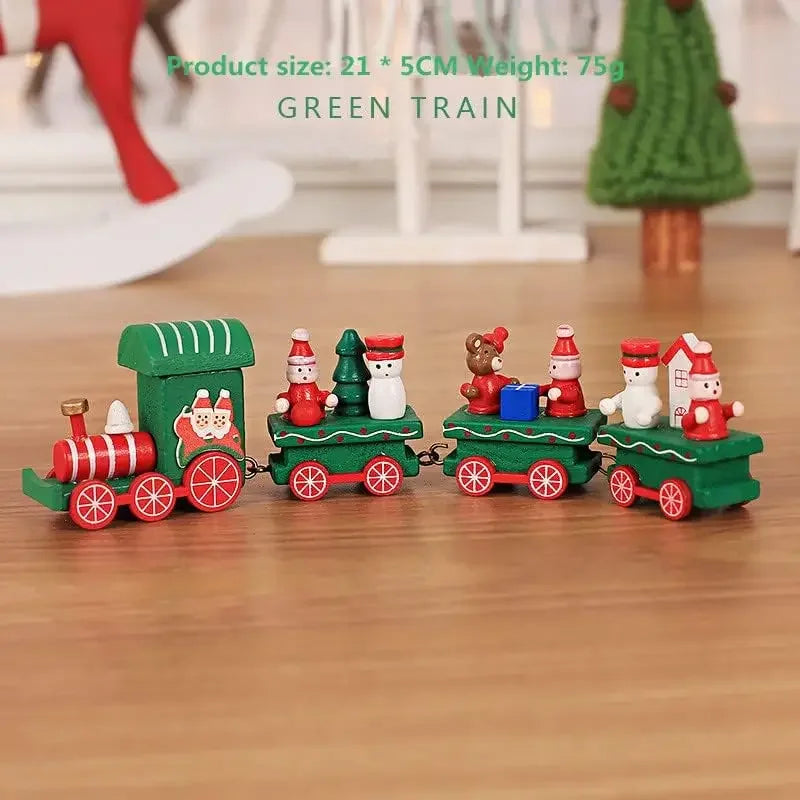 Christmas Wooden Mini Train Ornament Set – 3-Piece Décor