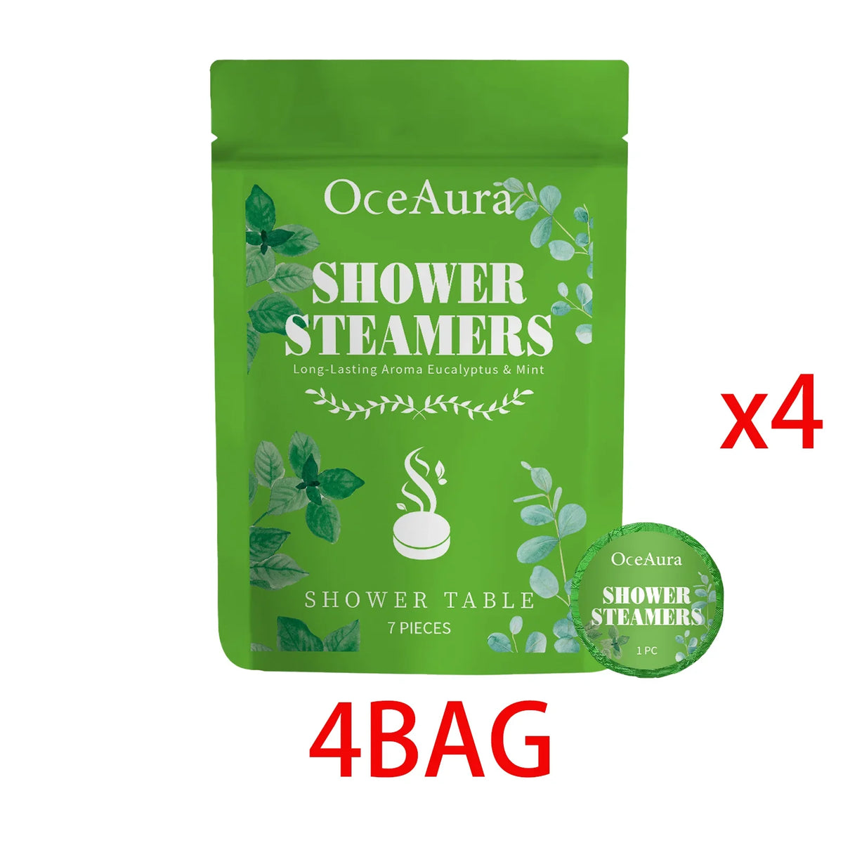 OceAura Peppermint Aromatherapy Bath Fizzies | 7-Piece Set