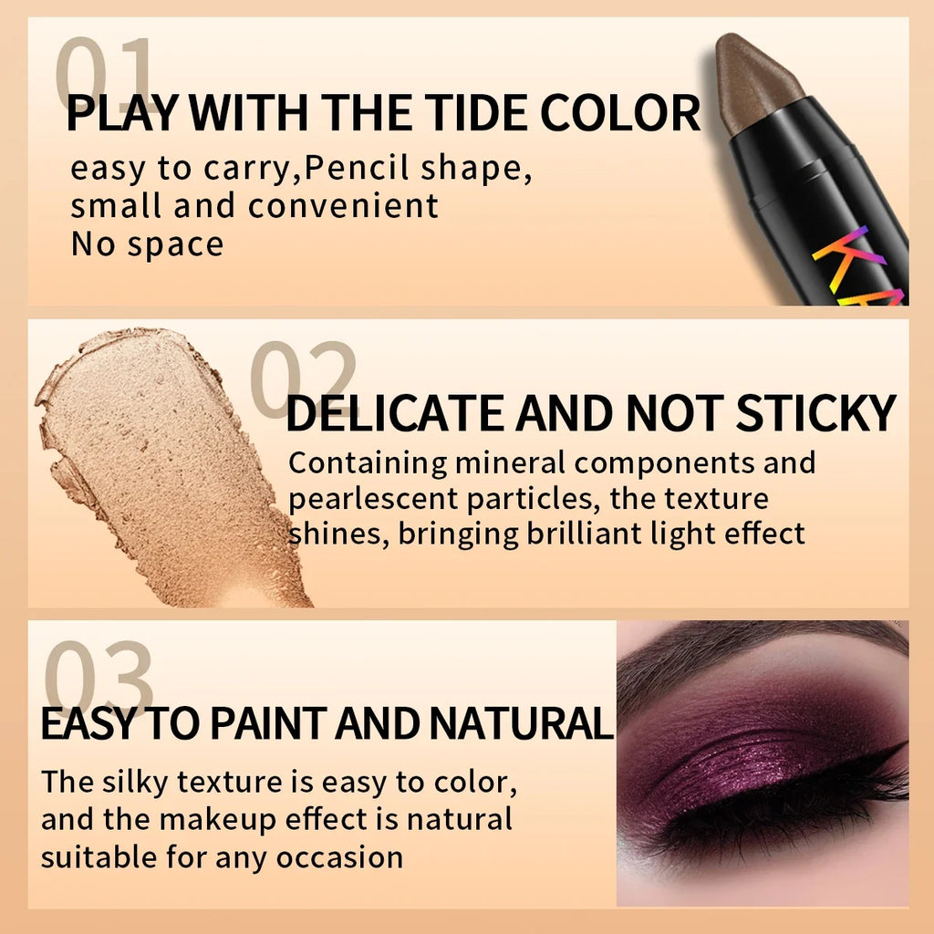 KAFURUX 6pc Metallic Glitter Eyeshadow Pencil Set | Shimmer Liner