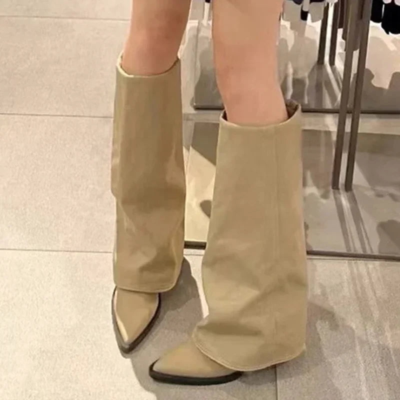 Women's Knee-High Pointed Toe Platform Boots | Winter Fashion