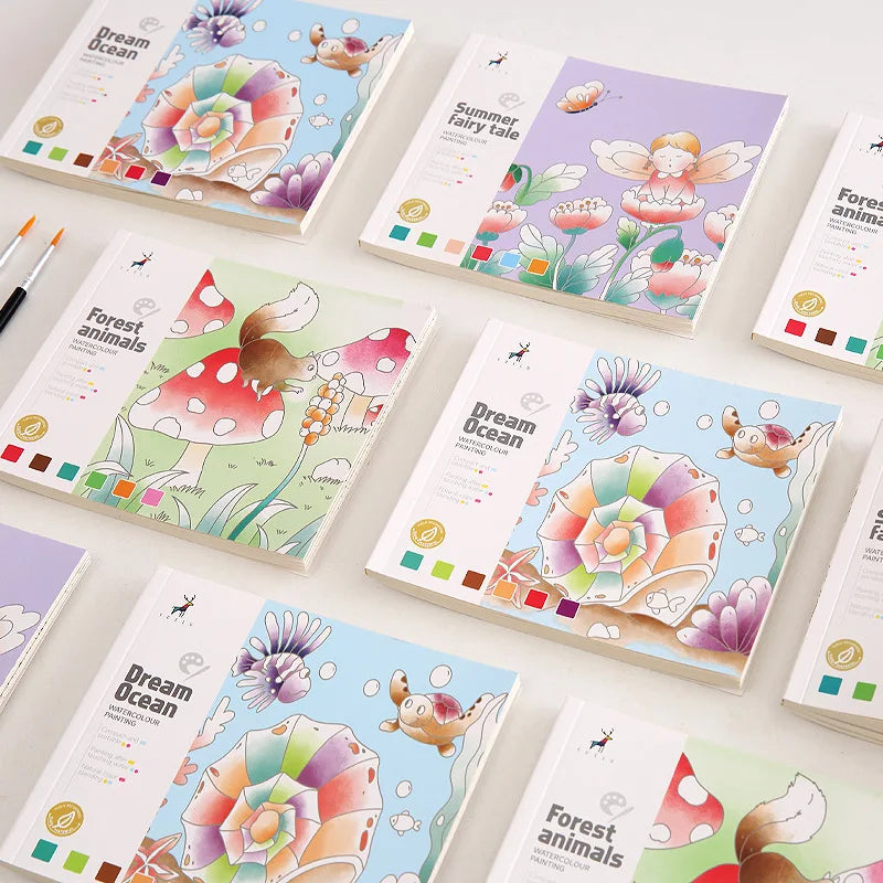 20Page Children's Creative Watercolor Painting Book Fairy Ocean