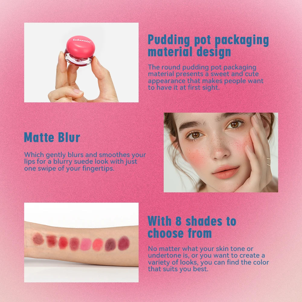 Lakerain Lip & Cheek Pudding Pot Blush | Soft Matte Multi-Use