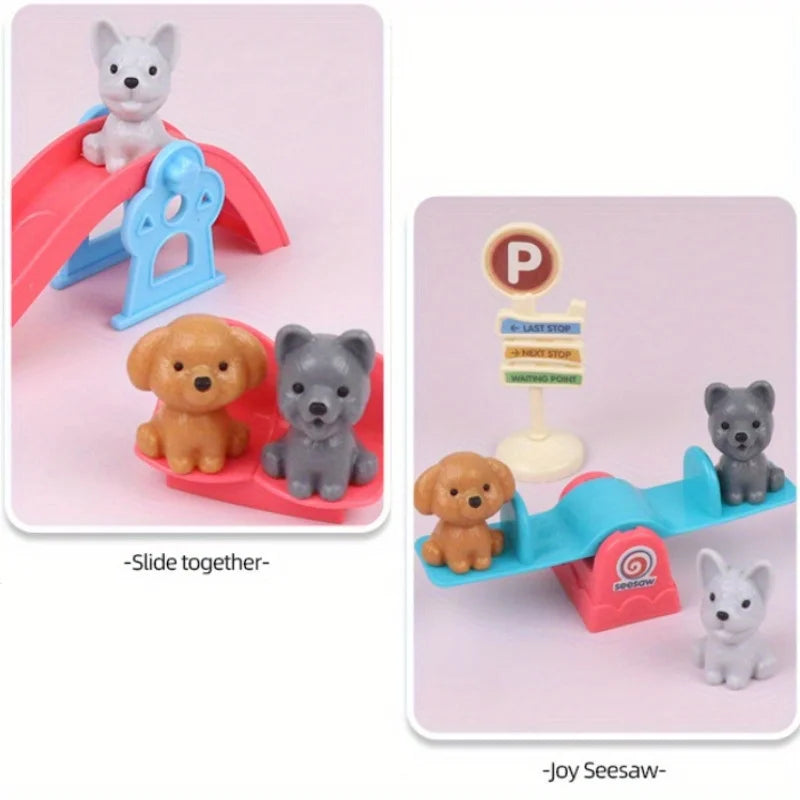 Cute Dog Pet Basket Toy Doll Cage Accessories Scene Play Family