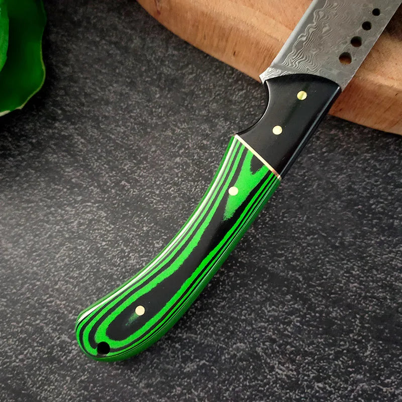 InLeung Damascus Steel Chef Knife – 10" Wood Handle Kitchen Blade