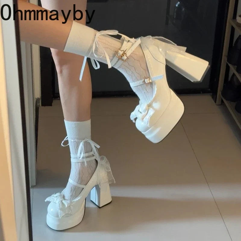 Women's Platform Mary Jane Heels – Lolita Butterfly-Knot Pumps
