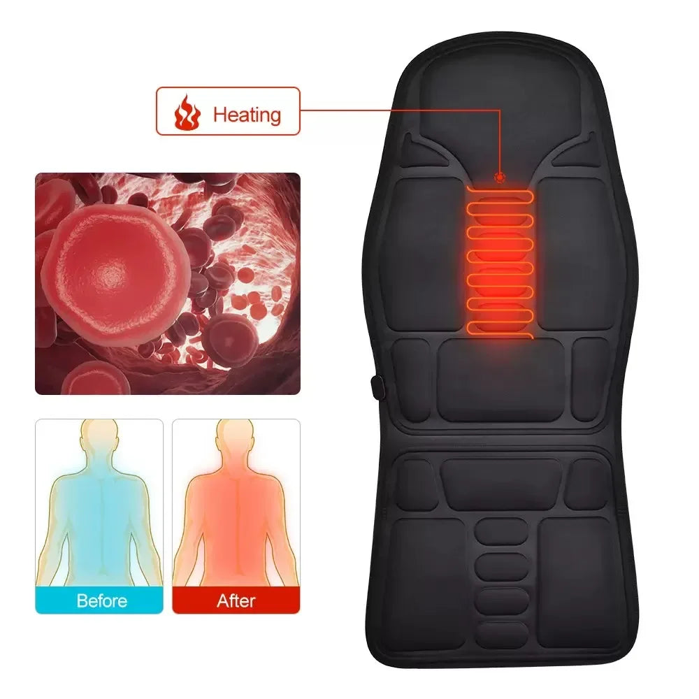 Heated Massage Seat Cushion | 7 Motors, Car & Home Use