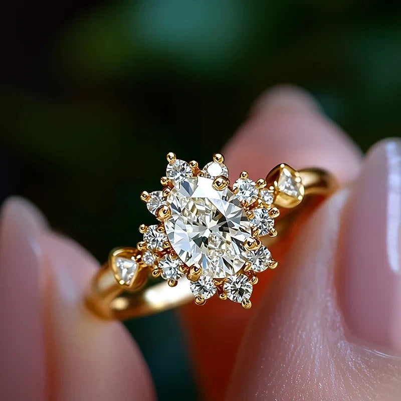 Huitan Dazzling CZ Ring for Women – Trendy Engagement Band