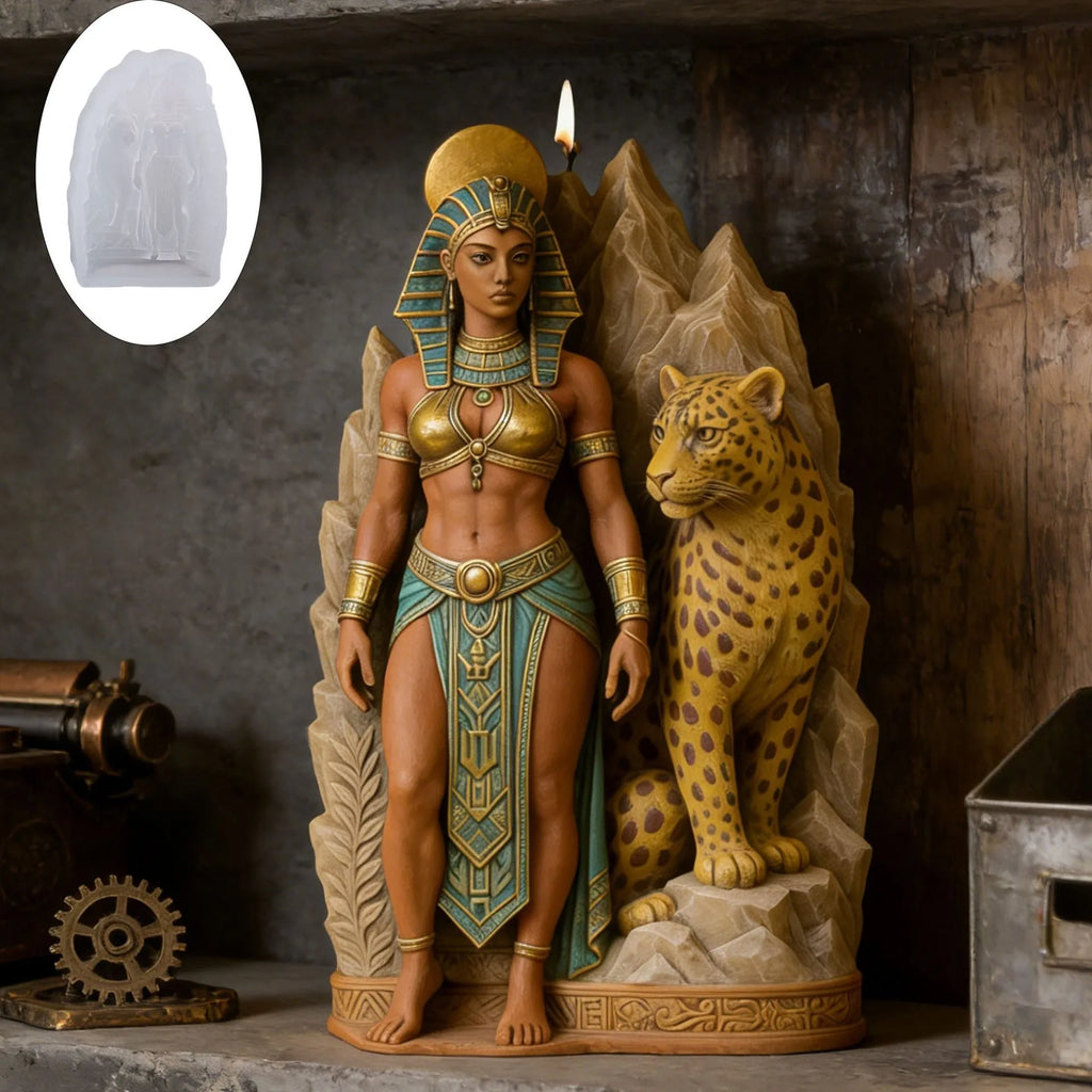 3D Egyptian Queen Leopard Silicone Mold – Candle Soap Resin