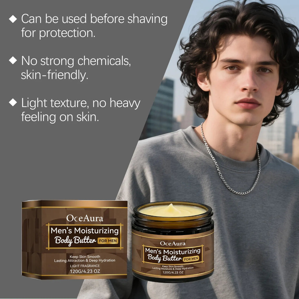 OceAura Men's Body Butter – Deep Hydrating Dry Skin Cream