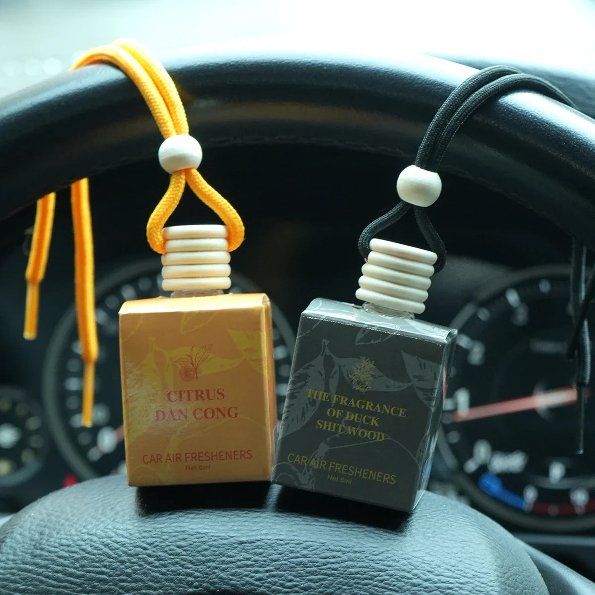 4-Pack Tea Scented Car Air Freshener – Alcohol-Free Rope Hang