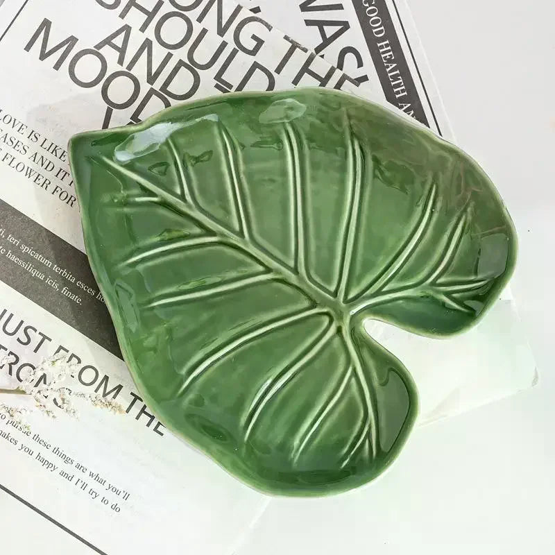 Ceramic Spatula Holder Kitchen Countertop Spoon Cute Leaf Design