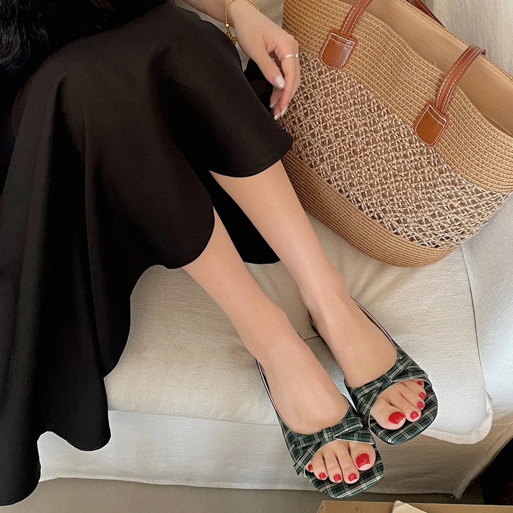 Women's Butterfly-Knot Slingback Sandals | Low Heel Dress Shoes