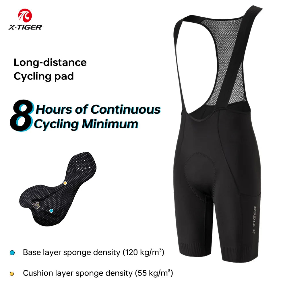 X-TIGER Men's Cycling Bib Shorts | 120-Density Cushion MTB Road