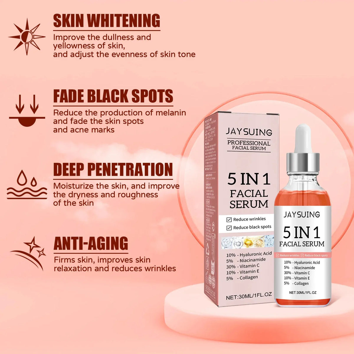 1 2 Facial Serum Fade Fine Lines Firming Skin Shrink Pore